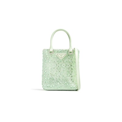PRADA SMALL CRYSTAL SATIN TOTE BAG 1BA331 (17.5*15*5cm)